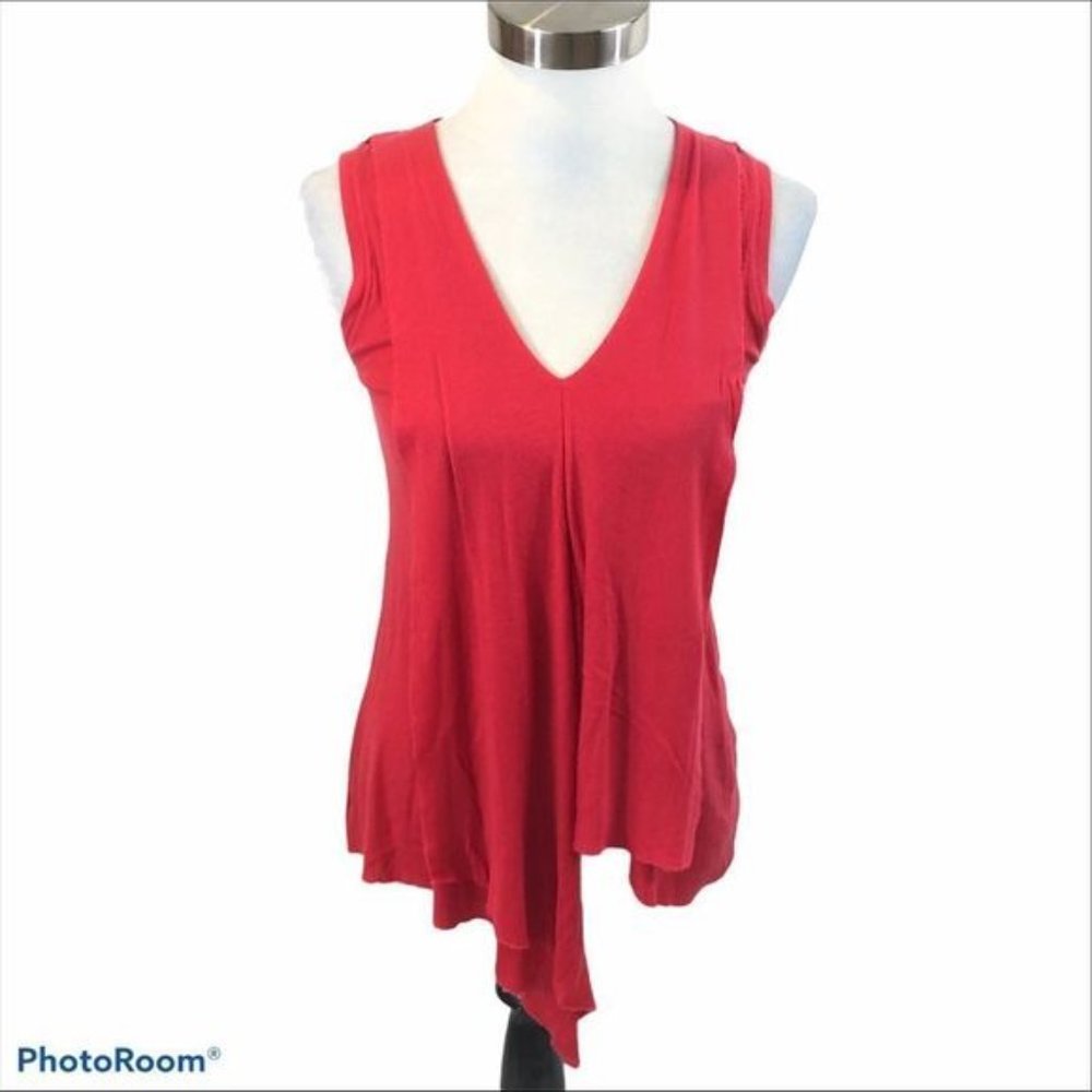 BCBG Maxazaria Red Hi Low Sleeveless Top size XXS